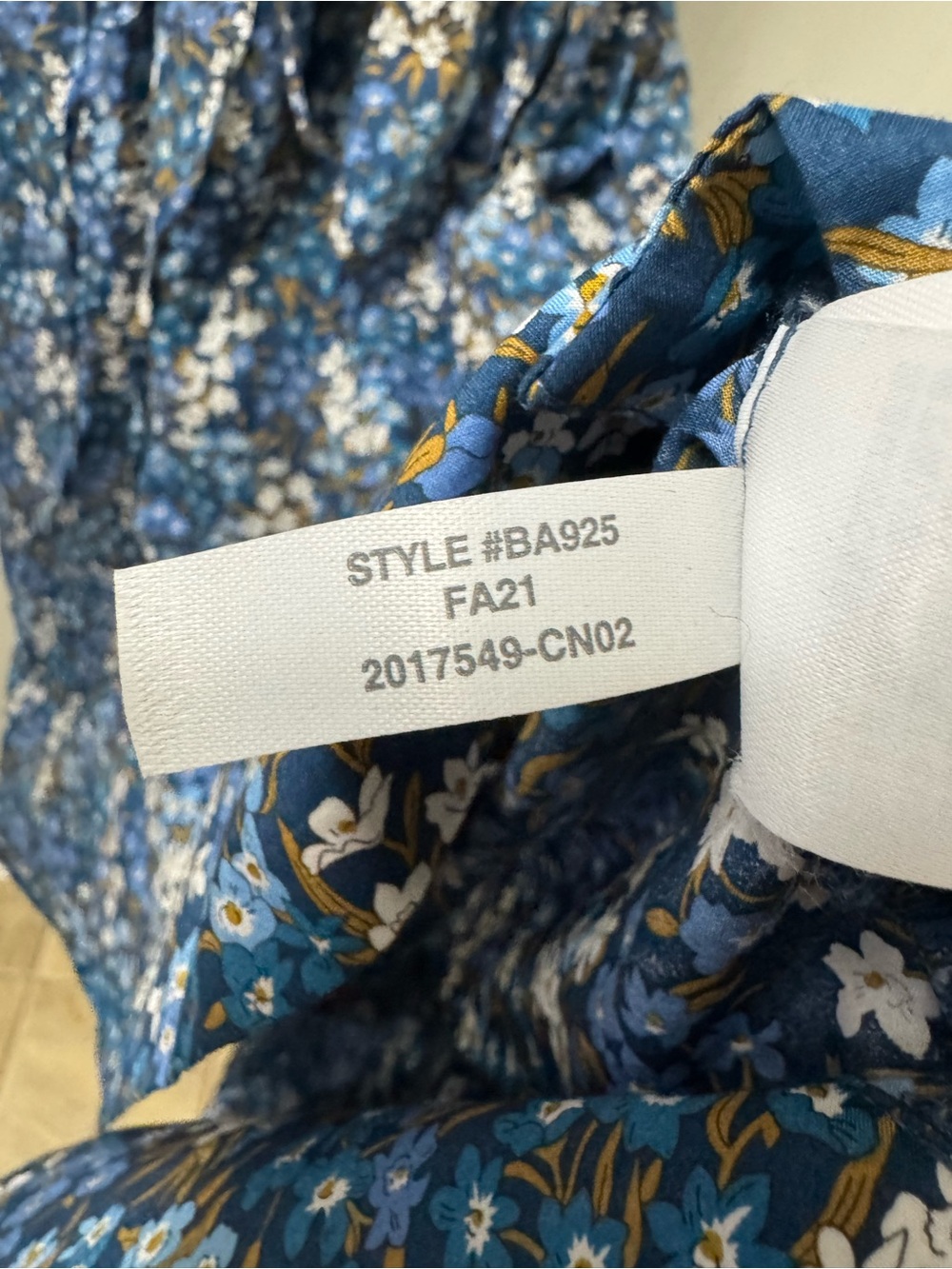 J. Crew Blue Floral Smocked Midi Dress with Puff Sleeves - Picture 9 of 9